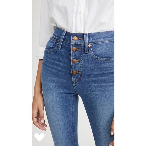 🦚NWT🦚Madewell 10'' High Rise Skinny Button Front Jeans - Picture 6 of 7